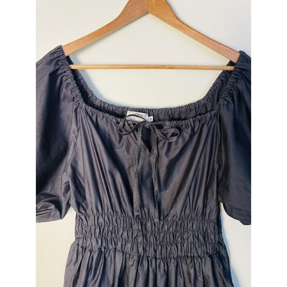 Devotion Twins Puff Sleeve Smocked Cinched Waist Mini Dress. Med. Made In Greece